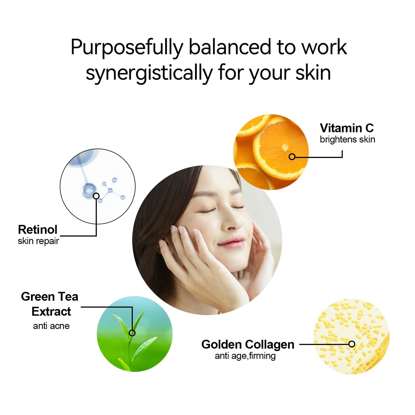 Retinol and Collagen Serum for face with Collagen Balls Niacinamide Green Tea Extract Vitamin C Retinol Natural Anti-aging Moisturizing Vitamin A Soothing and Amino Acid| Giftable|